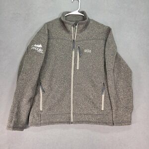 Stio Fleece Jacket Mens Medium Gray Full Zip Google Boulder Logo Recycled